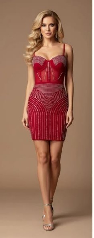 Robe courte bustier strassée