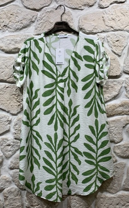 Robe/Tunique imprimé col V manches courte grande taille