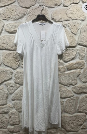 Robe longue uni manche courte col V Grande taille