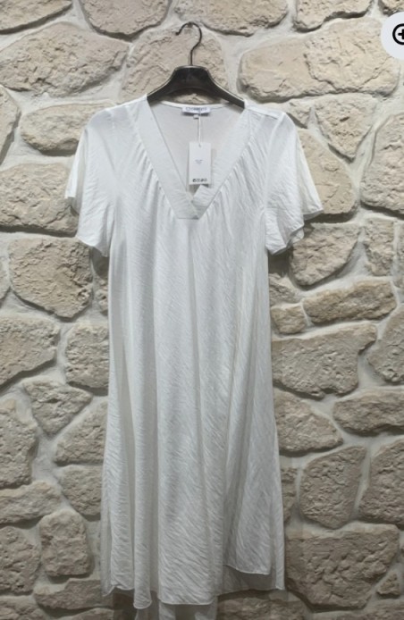 Robe longue uni manche courte col V Grande taille