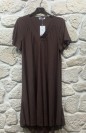 Robe longue uni manche courte col V Grande taille