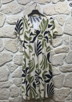 Robe longue imprimé manche courte col V Grande taille