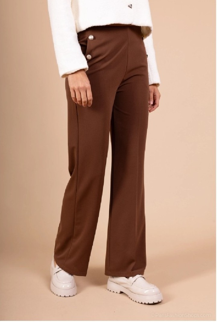 Pantalon droit de couleur unie