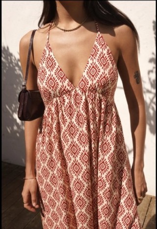 Robe longue imprimé ROUGE : réf 3229