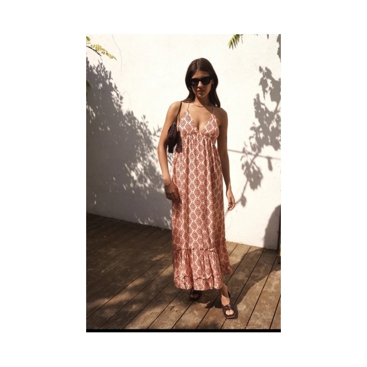 Robe longue imprimé ROUGE : réf 3229