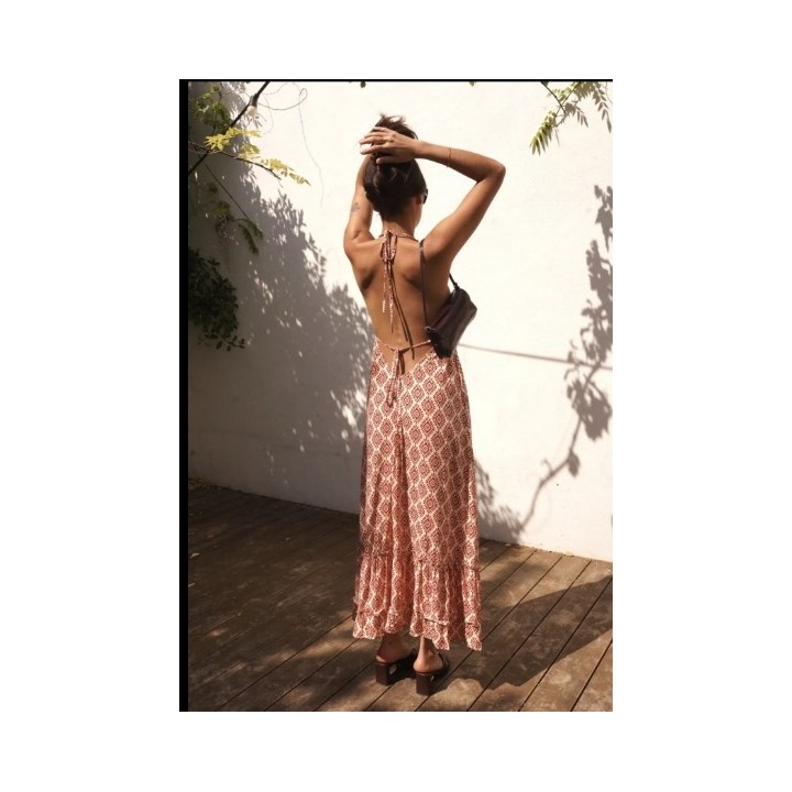 Robe longue imprimé ROUGE : réf 3229