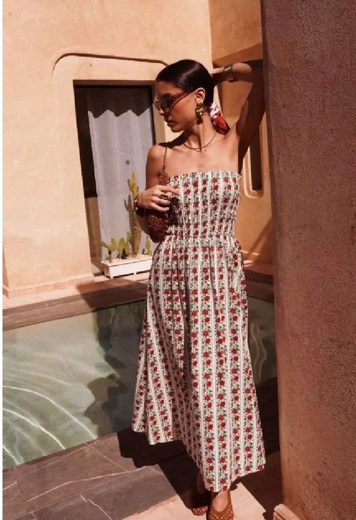 Robe midi Imprimé Floral Rouge