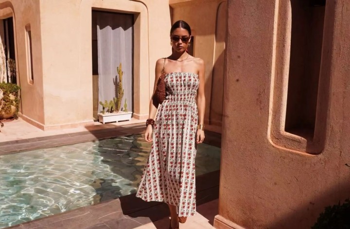 Robe midi Imprimé Floral Rouge