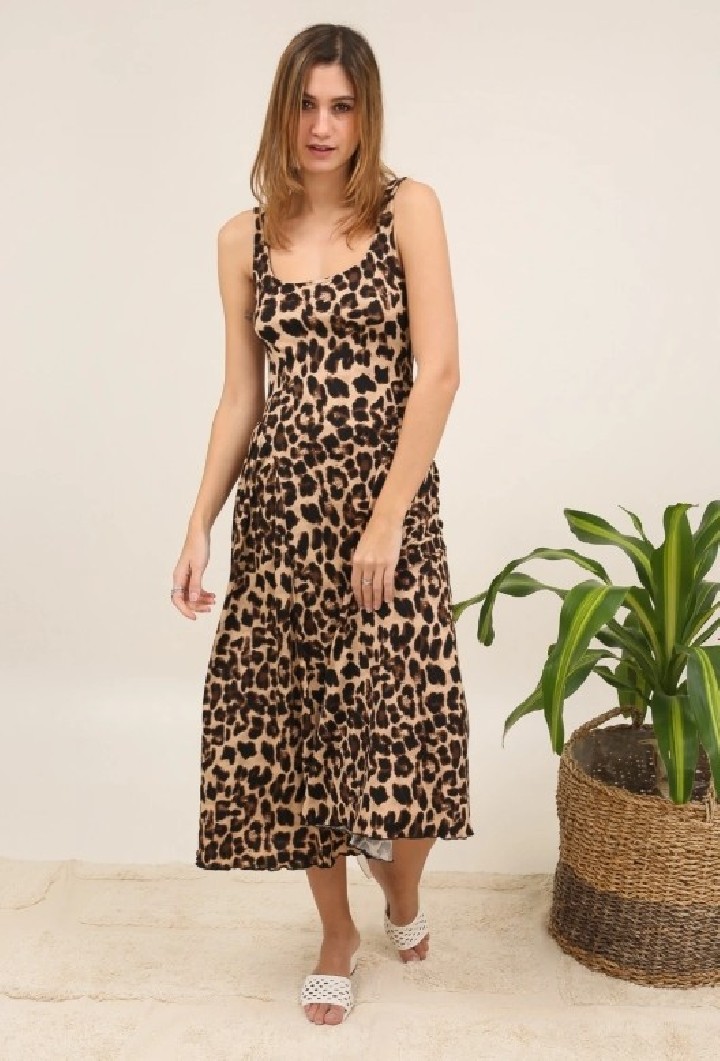 Robe midi à bretelles imprimée