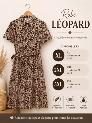 Robe chemise imprimé léopard