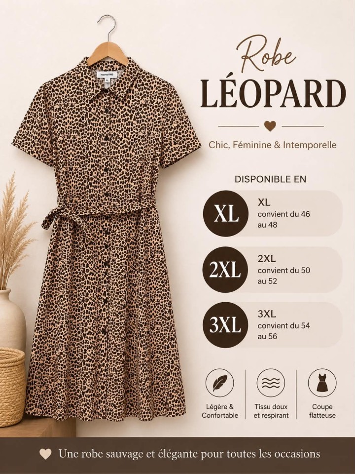 Robe chemise imprimé léopard