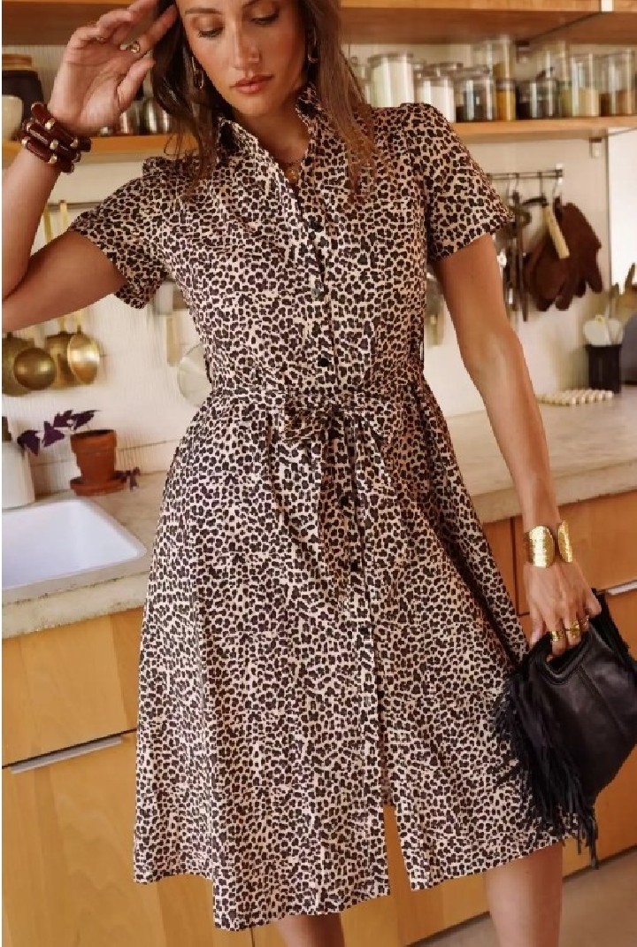 Robe chemise imprimé léopard