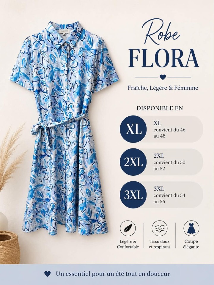 Robe chemise mi-longue imprimé floral