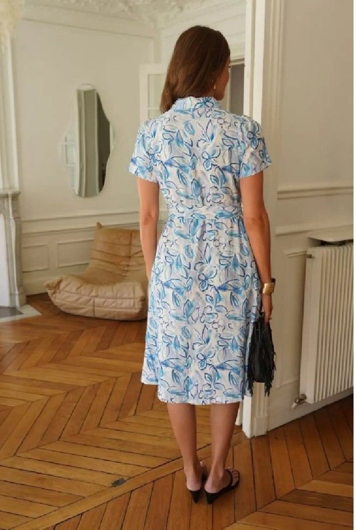 Robe chemise mi-longue imprimé floral