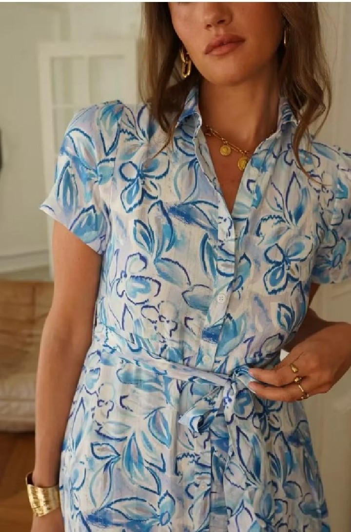 Robe chemise mi-longue imprimé floral