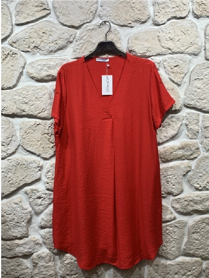 Robe/Tunique scintillant manche courte col V grande taille