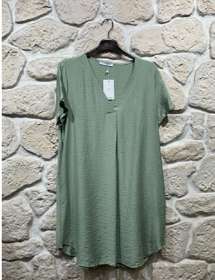 Robe/Tunique scintillant manche courte col V grande taille