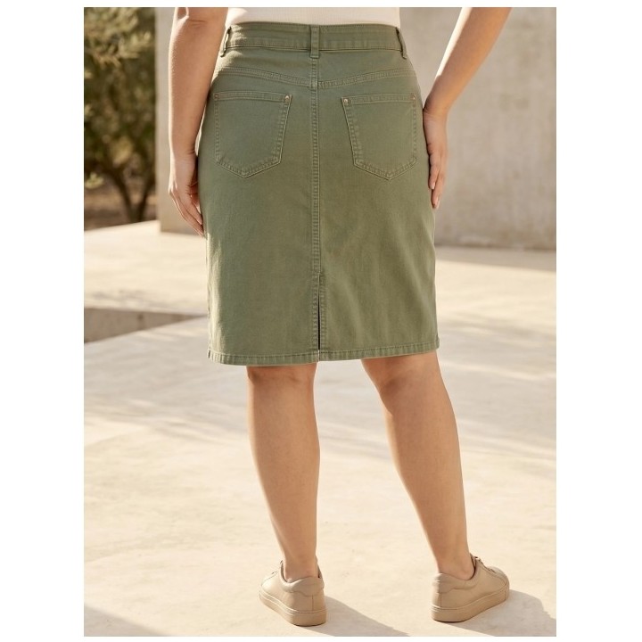 Jupe courte en toile – Grande taille – Fente arrière
