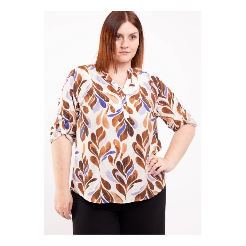 BLOUSE IMPRIMEE MARRON