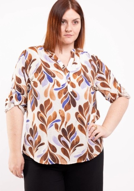 BLOUSE IMPRIMEE MARRON